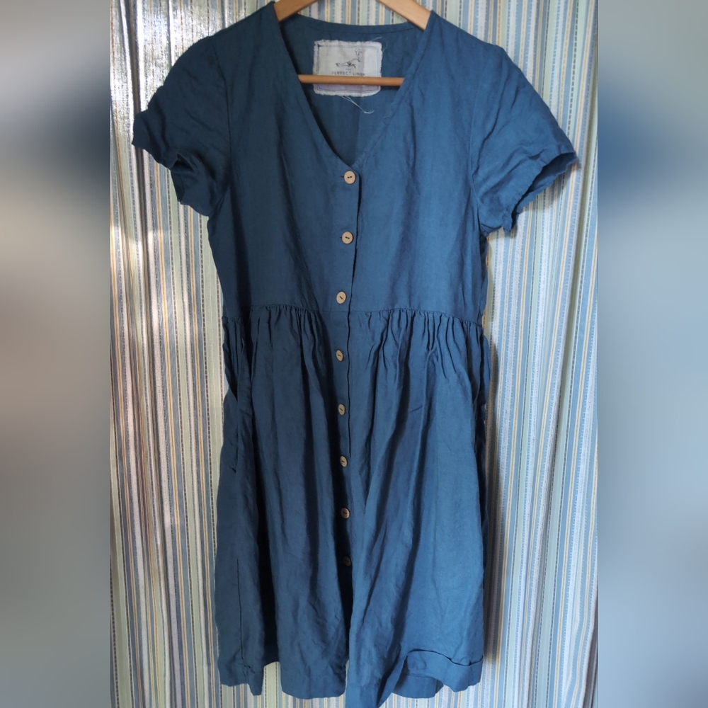 Notperfectlinen Symi Dress Indigo Size Small